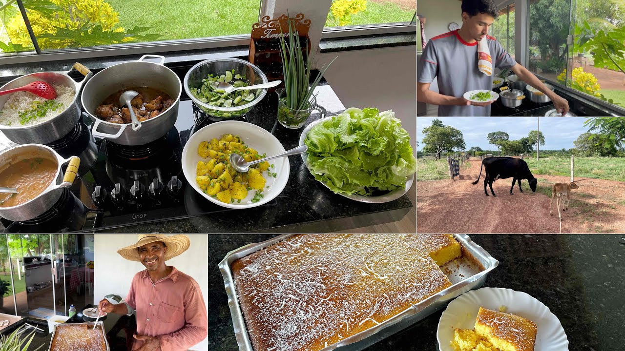 Por aqui não temos desanimo!/ almoço de tirar o chapéu/ O Bolo de fubá mais fofo que eu já fiz!😋