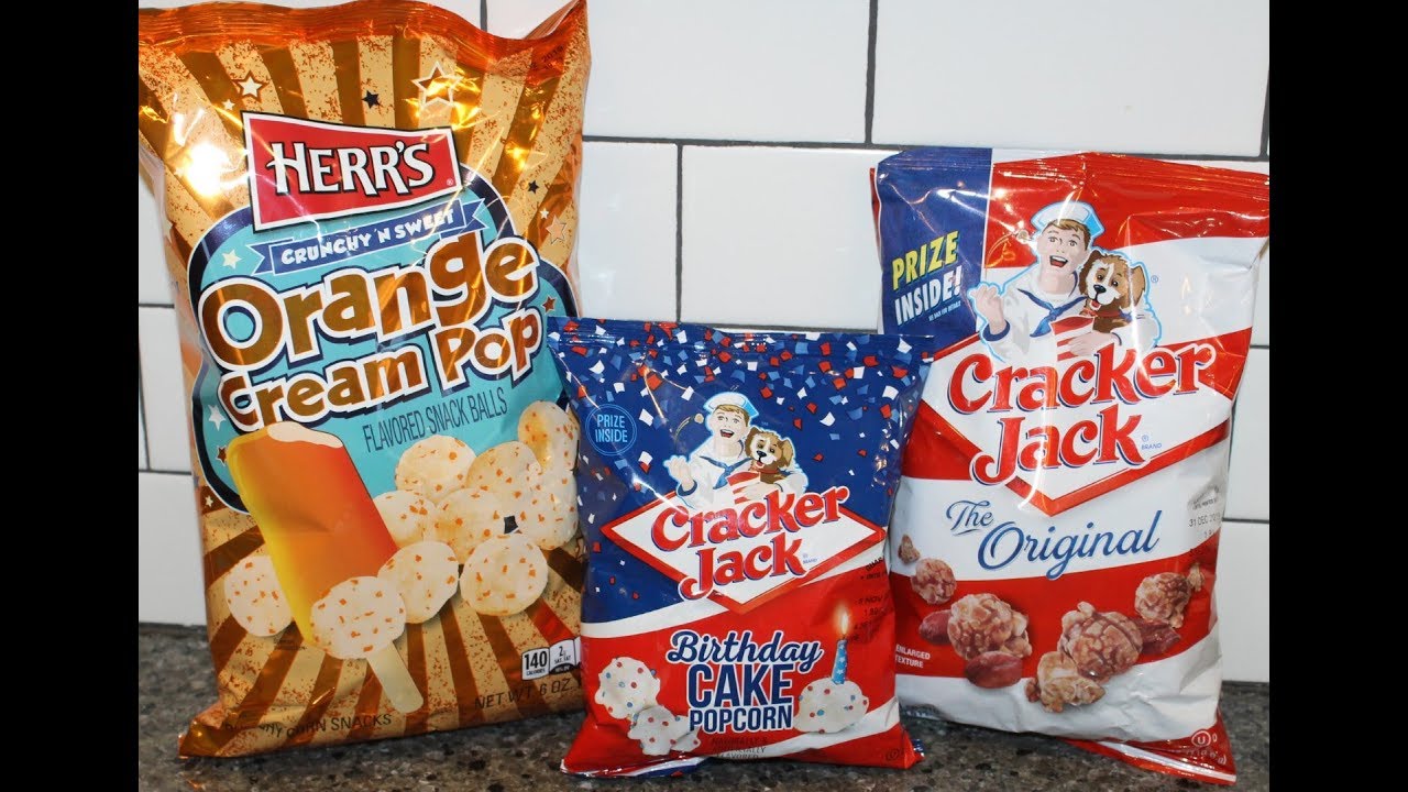 Herr’s Orange Cream Pop, Cracker Jack Birthday Cake Popcorn & The