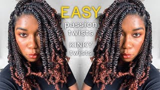 EASY PASSION SPRING TWISTS | NO Crochet NO Rubber Band  Kinky Twist Method For Beginners