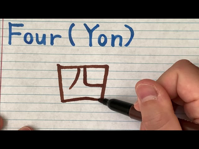 Stroke order of four(Yon) in Japanese Kanji - How to write and