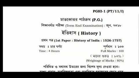 NSOU PG PGHI 1  2018 Previous year question paper Netaji Subhas Open University