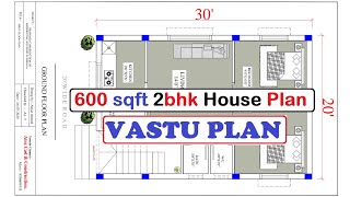 20x30 East Facing 2bhk House Plan With Column Position