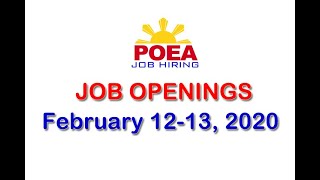 Overseas Job Openings February 12-13, 2020 - POEA Job Hiring