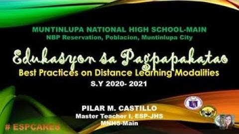 ESP BEST PRACTICES ON DISTANCE LEARNING MODALITIES 2021