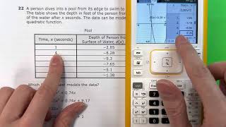 Algebra I STAAR 2022: Question 22: Matching a Quadratic Function to a Table