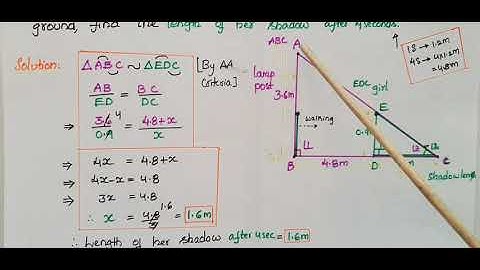 Example7-A girl of height 90 cm is walking away from the base of lamp post at a speed of 1.2m/s