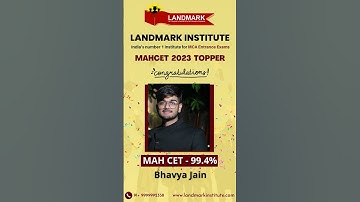MAH MCA CET 2023 | 99.4%tile Bhavya Jain | Landmark Institute - Best Institute for MCA Entrance