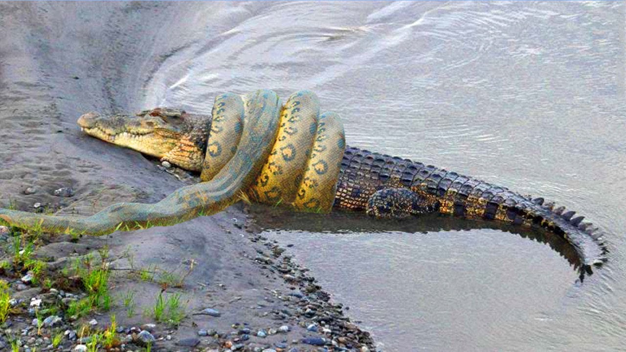 오 마이 갓 !! 비단뱀과 악어가 치열하게 싸우는 장면 - Crocodile Vs python Fight - YouTube