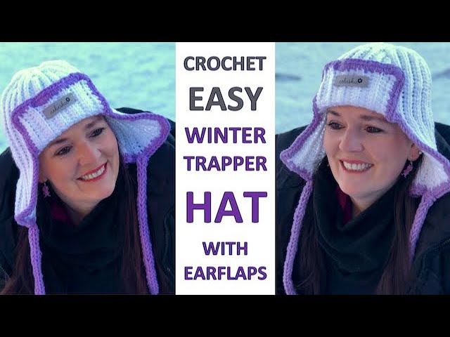 Crochet EASY TRAPPER, HAT with EARFLAPS, TRENDY WINTER HAT for beginners,  free written pattern 