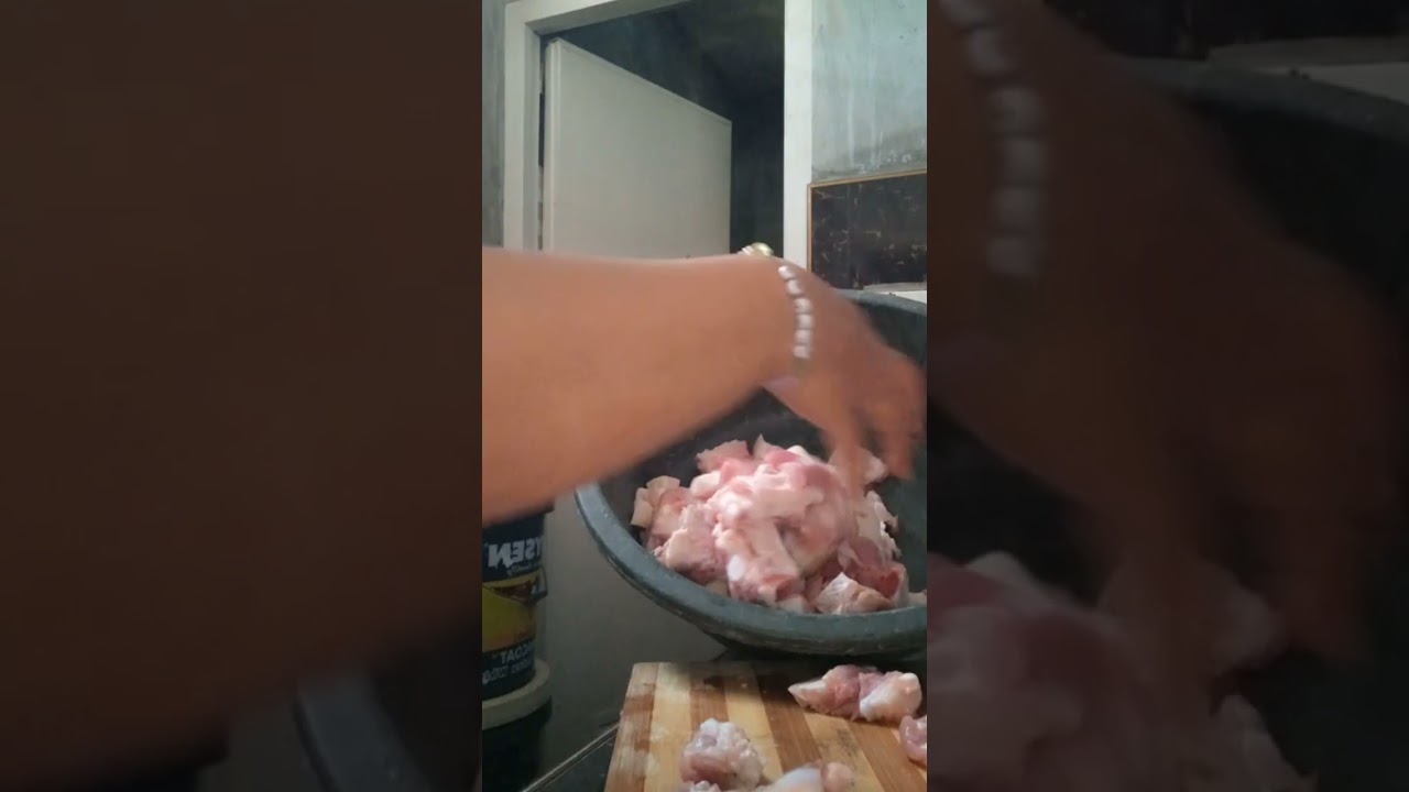 pork meat  done cutting