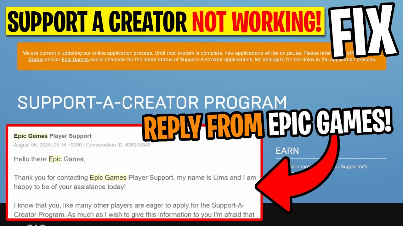 ANSWER EPIC GAMES Support a Creator TAG Not Working Aug 2020 YouTube