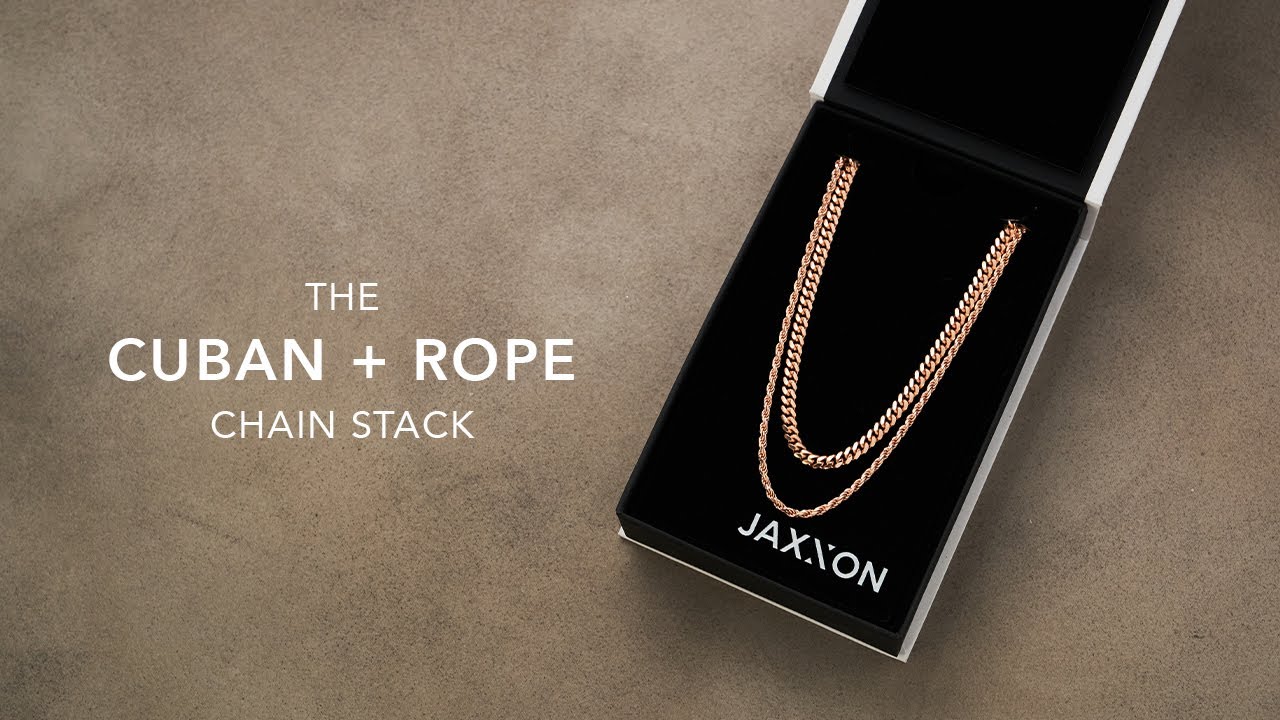 Jaxxon Rope Chain Stack Men's Rose Gold Cuban + Rope Chain Stack | Men's Jewelry Unboxing ...