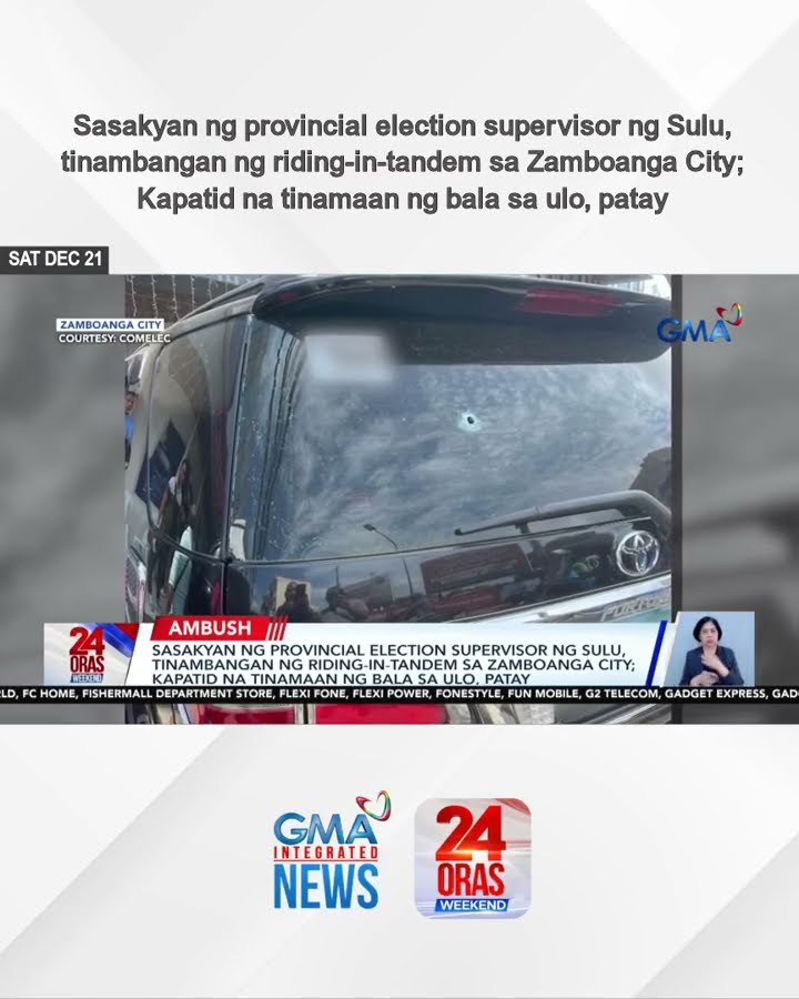 Sasakyan ng provincial election supervisor ng Sulu, tinambangan ng riding-in-... | 24 Oras Weekend