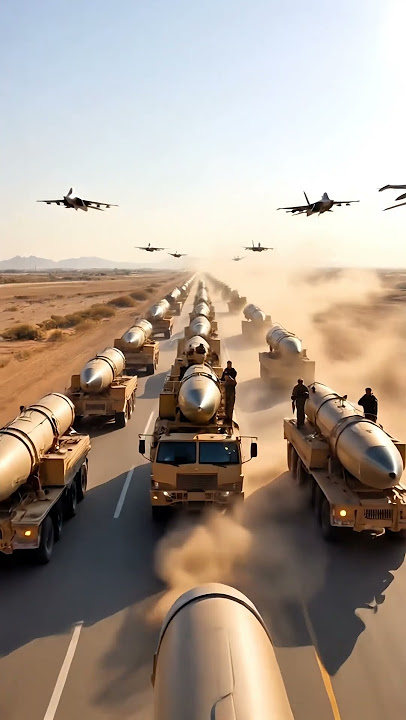 Iran’s Missile Convoy Escorted by Jets — Desert Power in Motion🚀