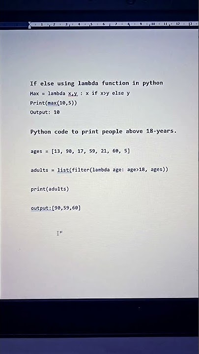 If else statement using lambda function in python - YouTube