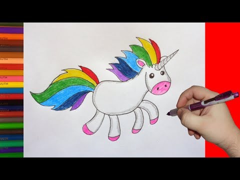 How to draw Rainbow Unicorn, Как нарисовать Единорога Радугу