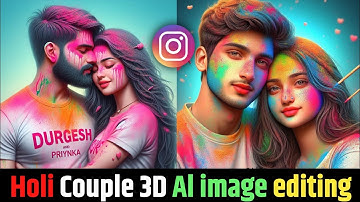 Holi couple 3d ai image editing | Couple T-Shirt Name Photo Editing | Holi Ai image Generator