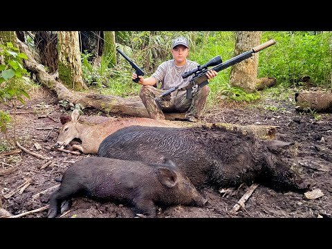 2 Hogs and a Deer in 1 Hunt (Catch & Cook) Whole Hog on the Smoker