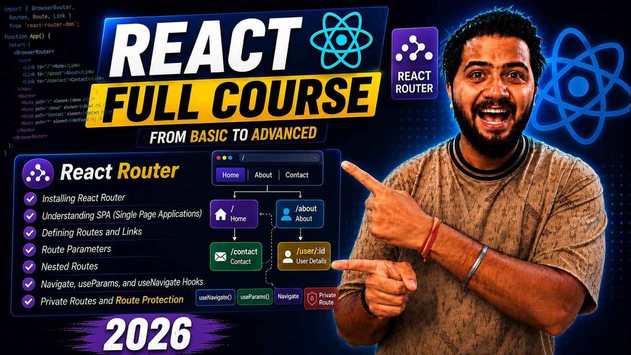 React Router Tutorial 2026 ⚛️ | Part-7 | Routing, useNavigate ...