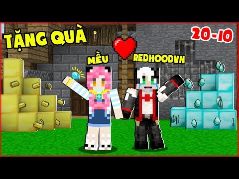 REDHOOD TÌM KIM CƯƠNG LÀM QUÀ 20-10 TẶNG MỀU VÀ PANDA*CÁCH CHẾ TẠO DÂY CHUYỀN KIM CƯƠNG MINECRAFT