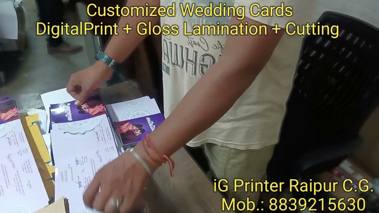 Customized Wedding, Cards Digital Print + Gloss Lamination + Cutting 