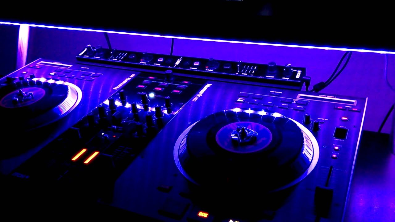 Numark NS7 on custom Ikea DJ booth