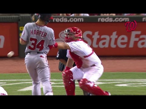 WSH@CIN: Harper hit in the back, exchanges words