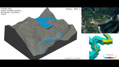 3D flood routing of the proposed Dibang dam in Arunachal Pradesh, India