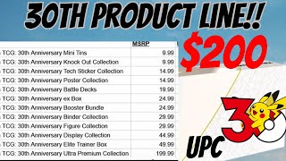 Pokémon’s 30th Anniversary Product Line Up Revealed!!( $200 UPC)