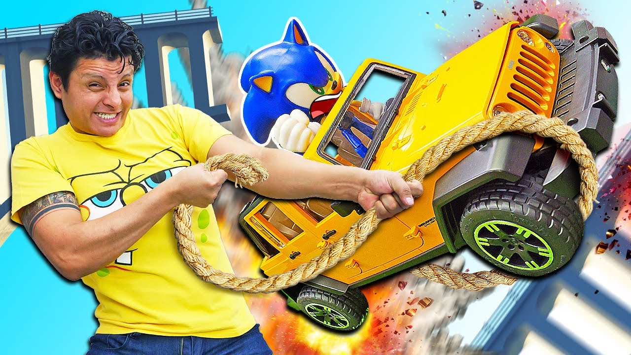 ⁣¡El coche de Sonic X y Knuckles se ha hundido! Videos de juguetes para niños en español