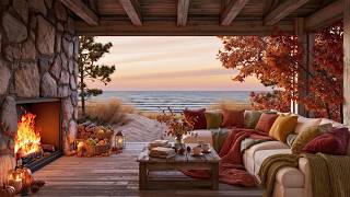 Information Autumn Beach Retreat at Sunset | Crackling Fireplace & Gentle Ocean Waves News