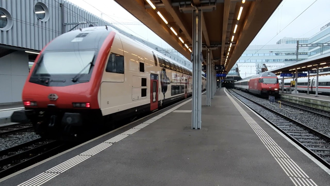 Bahnhof Bern BE / Zugverkehr am Mittag BLS SBB Güterzug und Durchsagen