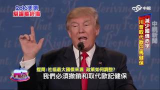 美國大選 希拉蕊.川普最後一場辯論part8 國債、健保議題外 兩人結束辯論仍死不握手! (中字高清) | 中視新聞20161020