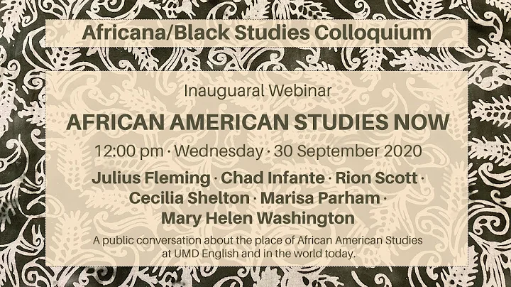 Africana/Black Studies Colloquium Webinar: African...