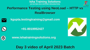 Performance Testing using NeoLoad Day 3/ Naveen. Pls call whatsapp us on +91 8019952427 to enroll