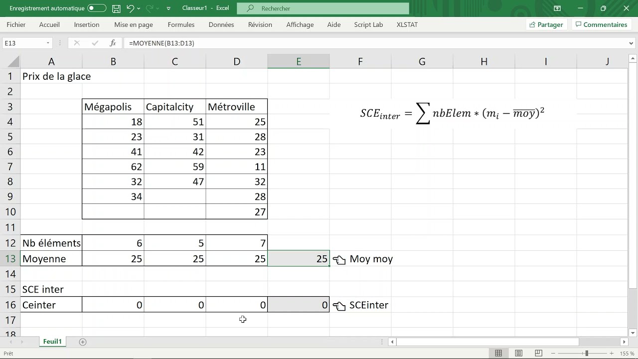 ANOVA : Calculer la SCE INTERCLASSE - Exemple, Explications & Fonctionnement - Tests Statistiques