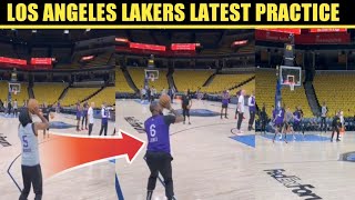 LeBron &amp; Malik Beasley putting in work on their corner 3-pointers during the Lakers practice!