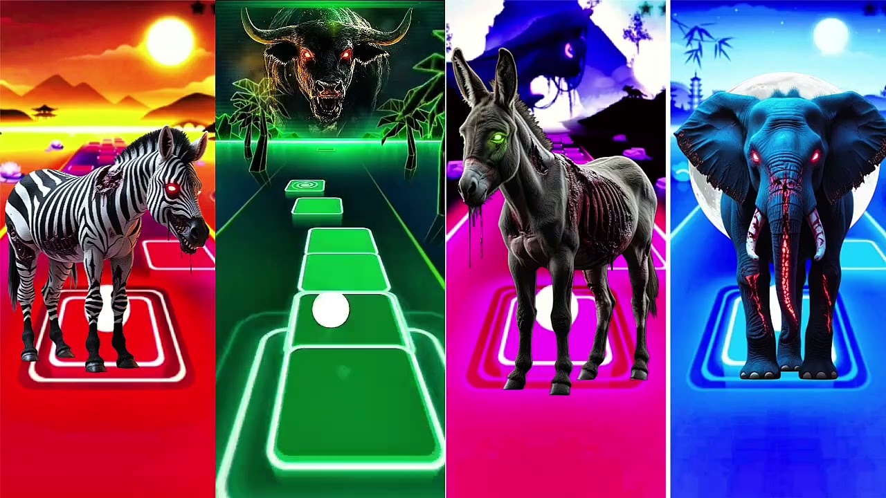 Zombie Zebra 🦓 Zombie Bull 🐂 Zombie Donkey 🫏 Zombie Elephant 🐘 #tileshop #coffindance #trend #horror