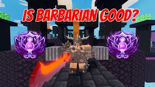Testing out the Barbarian kit in Squads! (Roblox Bedwars)
