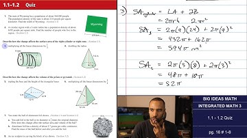 Big Ideas Math [IM3]: 1.1 - 1.2 Quiz (Review & Problem Set)