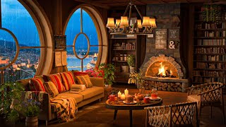 Warm March Jazz Music & 4K Cozy Coffee Shop Ambience ☕ Background Jazz Music for Relax and Work