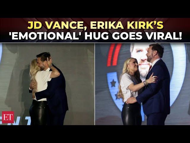 No one will ever replace Charlie, but…': Erika Kirk, JD Vance's emotional hug sparks online debate - YouTube