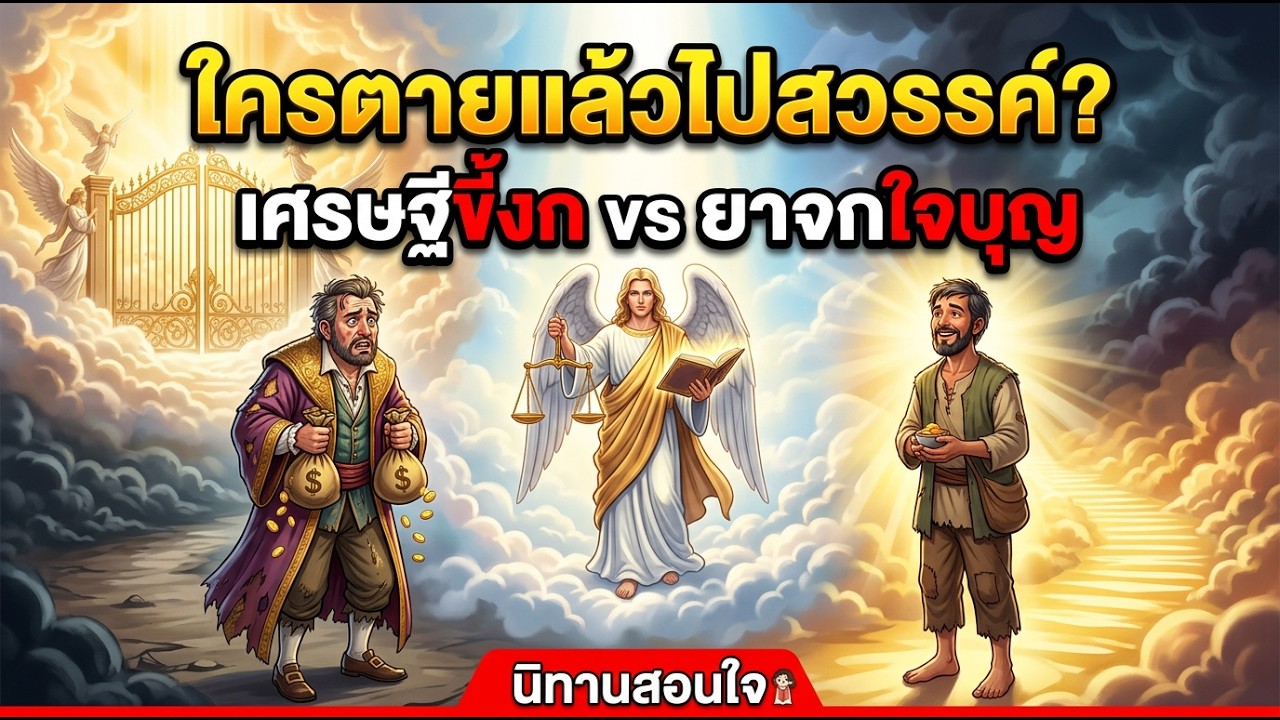 เศรษฐีขี้งกกับยาจกใจบุญ ใครตายแล้วไปสวรรค์? (นิทานสอนใจ)