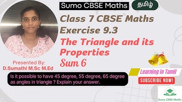 CBSE Class 7 Maths | The Triangle and its Properties | Exercise 9.3 Sum 6 | Sumo CBSE Maths