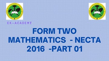 FORM TWO MATHAMETICS NECTA 2016-PART  1