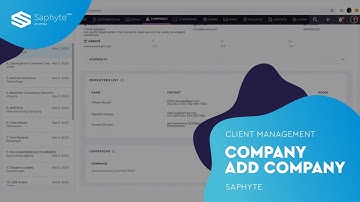 Client Management - Company - Add Company - Saphyte
