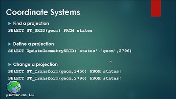 17 Coordinate Systems and SQL - Spatial SQL with Postgres/PostGIS (Learning the FOSS4G Stack)