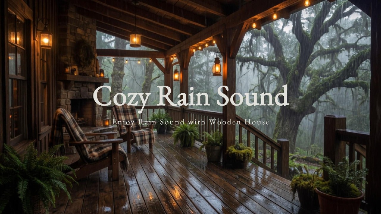 COZY RAIN on the Roof of WOODEN HOUSE | RAIN SOUND (NO ADS), Soothing Rain for Study and Calm Focus