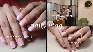 A day at my Salon❤️|Nail Art| Haircut| Baby Boomer Nails | Cateye Nails | layered Haircut