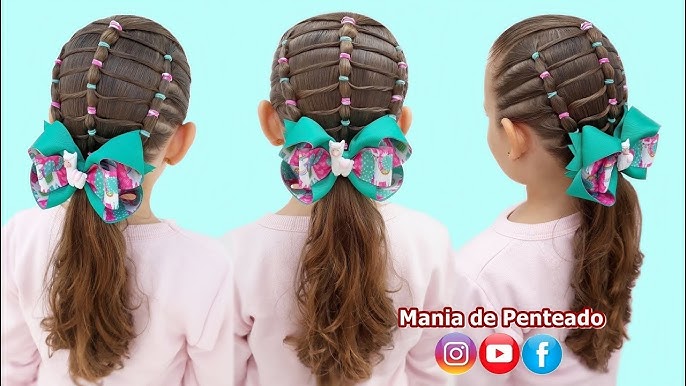 Lindos Penteados para Meninas com Elásticos Coloridos